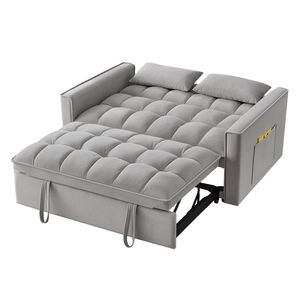 Divano Letto 4-in-1 Trapuntato con Braccioli e Tasche Portaoggetti, Schienale Regolabile, Funzione Estraibile Multifunzione - Product Image 5