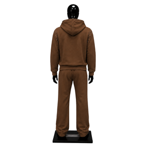 Conjunto Deportivo para Hombre con Capucha, Sudadera con Cierre Completo y Tachuelas, Pantalones a Juego, Diseño de Color Sólido, Estilo Casual para Otoño, Premium - Product Image 2