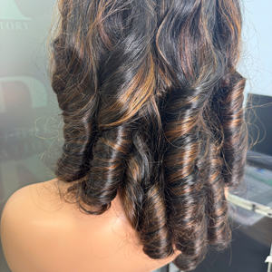 100% perruque de cheveux humains vietnamiens alignés sur les cuticules avec dentelle transparente perruque de dentelle complète dans le piano perruque de rebond de couleur brune - Product Image 3