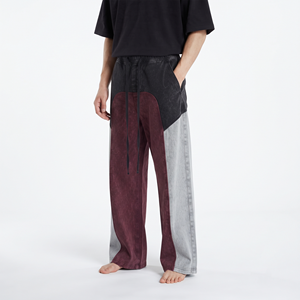 Custom Men's Acid Wash Oversized Jogger Pants Color Block Loose Fit Cotton Streetwear Sweatpants Casual <b>Trousers</b> - Product Image 6