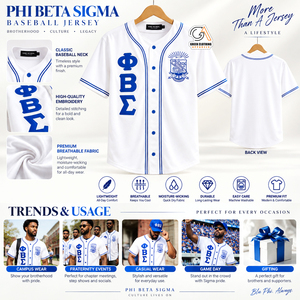 Camiseta de Béisbol Phi Beta Sigma para Hombre, Blanca y Azul, con Letras Bordadas, Corte Regular, Manga Corta, Secado Rápido, Transpirable, 100% - Product Image 5