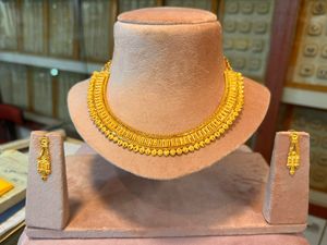 24 Carat Elegant Gold Plated Brass Necklace Earring Ring <b>Bracelet</b> <b>Set</b> Vintage Intricate Design with Zircon for Wedding Party - Product Image 4