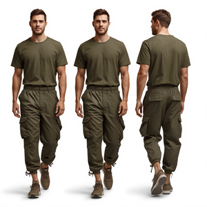 Pantalon long en toile imperméable et respirant pour homme, coupe décontractée, style streetwear, avec fermeture éclair sur le devant - Product Image 4