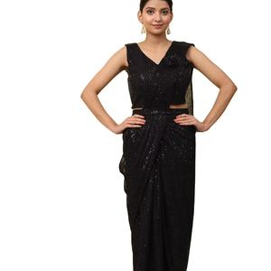 El último diseñador Georgette Silk Sequence Work Listo para usar Saree de Fab Zone - Product Image 1