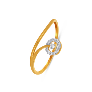 Bague en diamant Serene Curve, or premium, sertie de diamants, design feuille ouverte, pour femmes |   Bijoux avec accent en diamant de 0,08 ct - Product Image 1