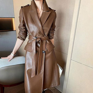 Manteau en cuir pour femme, tendance et de qualité durable, avec une finition lisse, idéal pour un style saisonnier. - Product Image 3
