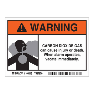 Señal de Advertencia de CO2 Brady con Alarma, Mensaje Reflectante de Evacuación para Laboratorios y Áreas Industriales - Product Image 1
