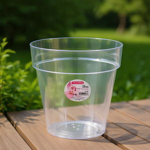 MACETA 25CM Transparente de Plástico, Elegantes Macetas para Uso en Interiores y Exteriores - Product Image 2