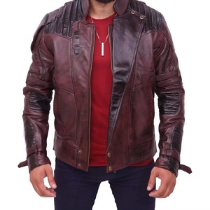 <b>Men's</b> Genuine <b>Leather</b> Moto <b>Jackets</b> Dark Brown Zipper Closure Turn-down Collar Fashion Wear Biker <b>Leather</b> Avirex <b>Jacket</b> for <b>Men</b> - Product Image 5