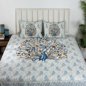 Juego de Funda Nórdica de Algodón Ecológico de 300 Hilos con Estampado de Plantas Azules, Cama Doble, 2 Fundas de Almohada, Estilo Hotel HEAVENBIRDS, Venta al Por Mayor - Product Image 2