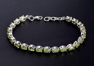 2026 Newly Classic 925 <b>Solid</b> Sterling <b>Silver</b> Green Peridot Gemstones <b>Bracelet</b> Channel Setting Women's Everyday Wear Fine Jewelry - Product Image 4