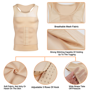Customized Teenagers Men's Slimming Breathable Embroidery High Compression Fitness Body Shapewear Corset - Product Image 3