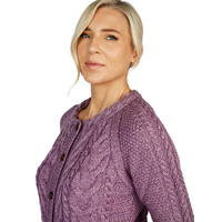 Cárdigan de Punto Trenzado Morado para Mujer, Estilo Urbano, para Todas las Temporadas, Informal, Grueso, Antiarrugas, Transpirable, con Botones al Frente