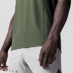 เสื้อกล้ามออกกำลังกายผู้ชายสีเขียวมะกอกแบบกำหนดเอง ทรง Racerback แห้งเร็ว ระบายอากาศได้ดี ผลิตจากโพลีเอสเตอร์/คอตตอน สำหรับเล่นกีฬาและเพาะกาย - Product Image 5