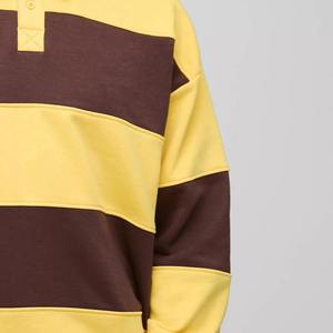 Men's Long Sleeve Knitted <b>Polo</b> <b>Shirt</b> Color Blocked <b>Striped</b> Casual Regular Fit Yellow Brown 2027 - Product Image 3