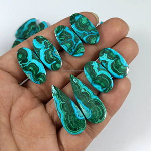 Pierres précieuses en vrac en gros : Paire de cabochons naturels de chrysocolle et malachite, pierres de guérison à facettes, fournisseur en gros Inde - Product Image 4