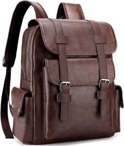 Factory Price OEM Customized Men's <b>Leather</b> <b>Laptop</b> Bag Premium Business <b>Backpack</b> Casual School Daypack - Product Image 1