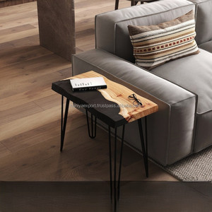 Mesa auxiliar de madera rústica moderna, mesa de sofá de madera epoxi hecha a mano para sala de estar y dormitorio, muebles de comedor - Product Image 5