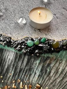 2. Plateau en résine élégant, plateau de service décoratif de luxe, finition artistique unique, vaisselle artisanale, fournisseur en gros - Product Image 3