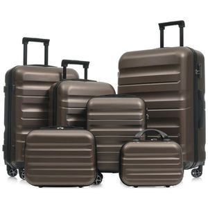 Set di 6 Valigie Leggere in ABS con Guscio Rigido, Resistenti con Doppie Ruote Girevoli, Lucchetto TSA, Dimensioni per Bagaglio a Mano e da Stivare, per Ragazze - Product Image 1