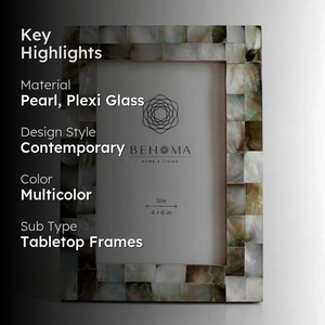 Behoma MOP Photo <b>Frame</b> Rectangle Vertical Handmade Elegant Eco-Friendly Foldable MDF & Mother Pearl Desktop Display Home Decor - Product Image 5