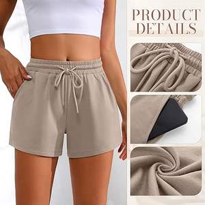 Shorts de sport en molleton pour femmes, taille haute, avec cordon de serrage, pour l'été - Product Image 6