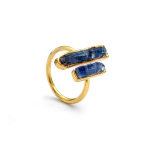 Bague unisexe minimaliste en argent 925 plaqué or avec saphir serti clos, idéale pour le quotidien et les mariages - Product Image 1