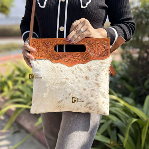 Western Cowhide Fur Hand Tooled Leather Handbag Stylish Collection <b>Sling</b> <b>Bag</b> Carving Bohemian <b>Bags</b> Hot Selling <b>Bags</b> for <b>Women</b> - Product Image 1