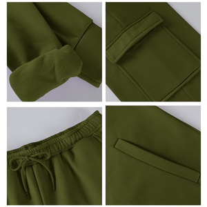 Best Quality Olive Green Tracksuit Full Sleeve Zipper Front Casual Loose <b>Fit</b> Cargo Pocket Autumn Wear Adult Size - Product Image 4