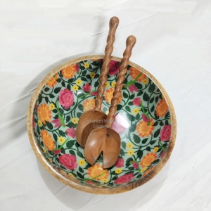 Tazón de Bambú y Madera Pulida Natural Hecho a Mano para Servir Ensaladas y Frutas, Decorativo para el Hogar y Restaurantes - Product Image 6