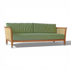 Sofá de Jardín de Madera de Teca de Alta Calidad, Muebles de Exterior con Tapicería Impermeable, Sofá de Patio de Lujo para 2 Personas con Tejido de Mimbre Natural - Product Image 5