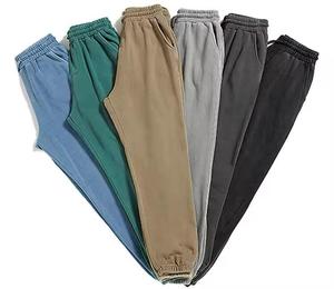 Pantalon droit bleu pour femme, taille mi-haute, fermeture éclair, coupe décontractée, longueur complète, tricoté 100% polyester, rayé, anti-boulochage - Product Image 1