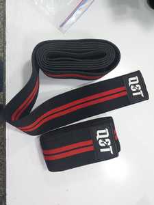 Weightlifting <b>Knee</b> Elbow <b>Wraps</b> Customized Color Breathable Black Red Stripes Adjustable Hook Loop Closure Thick Nylon Neoprene - Product Image 1