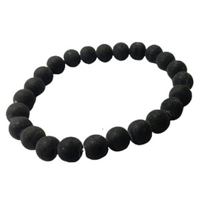 Pulsera Redonda de Piedra Natural Negra Mate Feng Shui Hecha a Mano para Hombre y Mujer, Tamaño 8-10 mm, Joyería de Moda Energética - Product Image 2