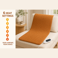 Coussin chauffant électrique de luxe personnalisé en peluche marron 30x60cm avec contrôleur numérique LED, 6 niveaux de chaleur, arrêt automatique de sécurité, chaleur douce
