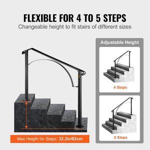 Arco # 4 Ringhiere in Ferro Battuto per Gradini Esterni, Ringhiera Flessibile per Portico in Nero, per Sicurezza di Scale a 4-5 Gradini - Product Image 4