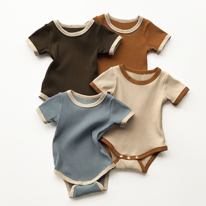 Body de Bebé Personalizado con Rayas, Transpirable, Suave, con Cierre de Dos Vías, de Algodón Acordonado, Manga Corta, Servicio OEM - Product Image 3