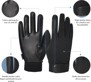 Guantes de equitación negros de invierno, guantes térmicos a prueba de viento, guantes de cuero para carreras de motos, guantes de equitación unisex con calefacción para mujer - Product Image 3