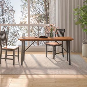 Tavolo da Picnic Pieghevole in Legno di Acacia con Struttura in Metallo per Attività Interne ed Esterne - Product Image 6
