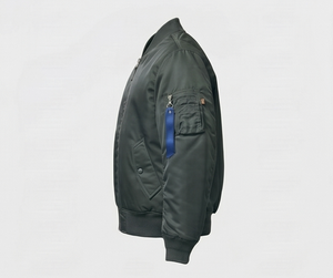 Chaqueta Bomber para Hombre, Color Sólido, Cierre de Cremallera, Resistente al Viento, Prenda Exterior Informal, Corte Regular, Material de Poliéster, Cuello Camisero - Product Image 4
