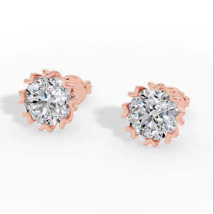 Luxury Rose Gold 10K Lab Grown Diamond <b>Stud</b> <b>Earrings</b> 5mm Other Solitaire Design Color D IGI Certified <b>Fine</b> Jewelry Gift Her - Product Image 2