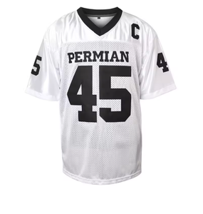 Miles 45 <b>White</b> American Football Jersey Mens Mesh Breathable Short Sleeve Crew Neck Sport Apparel Regular Fit - Product Image 1