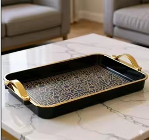 Plateau à chocolat en acier inoxydable de luxe avec finition antique, plateau de service pour desserts, pour une présentation de table haut de gamme - Product Image 2