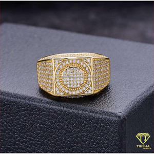 Lab Grown Diamond 925 Sterling <b>Silver</b> <b>Mens</b> Luxury <b>Ring</b> With Circular Center And Geometric Stone Details For Retailers - Product Image 2