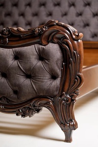 Classic <b>Bed</b> <b>Frame</b> Made of High Quality Mahogany Wood with Dark Brown Color and Beautiful Carvings for Bedroom Use - Product Image 5