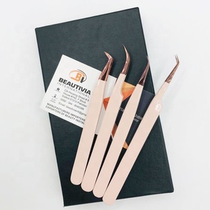 Venta al por mayor de pinzas de extensión de pestañas de acero inoxidable sostenible punta puntiaguda OEM aplicador de pestañas - Product Image 1