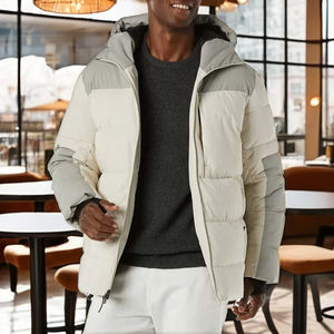 OEM Vente en gros Logo personnalisé Vestes matelassées style rue principale pour hommes Hiver Imperméable avec fermeture à glissière Couleur contrastée - Product Image 1