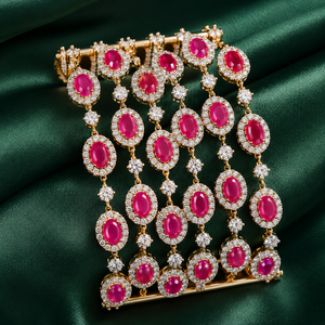 LISA JEWELLERS Luxury Designer Silver Gold Plated 22K CZ <b>Ruby</b> Pink Stone Cuff <b>Bracelets</b> Bangles BIS Certified Fine Jewelry - Product Image 4