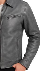 Men’s slim-fit performance <b>jacket</b> made from glossy <b>sheepskin</b> leather. - Product Image 2