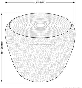 Mesa auxiliar en forma de tambor de Metal martillado a mano, acabado plateado, sala de estar, mesita de noche, soporte de planta con patrón texturizado, esquina de sofá - Product Image 2